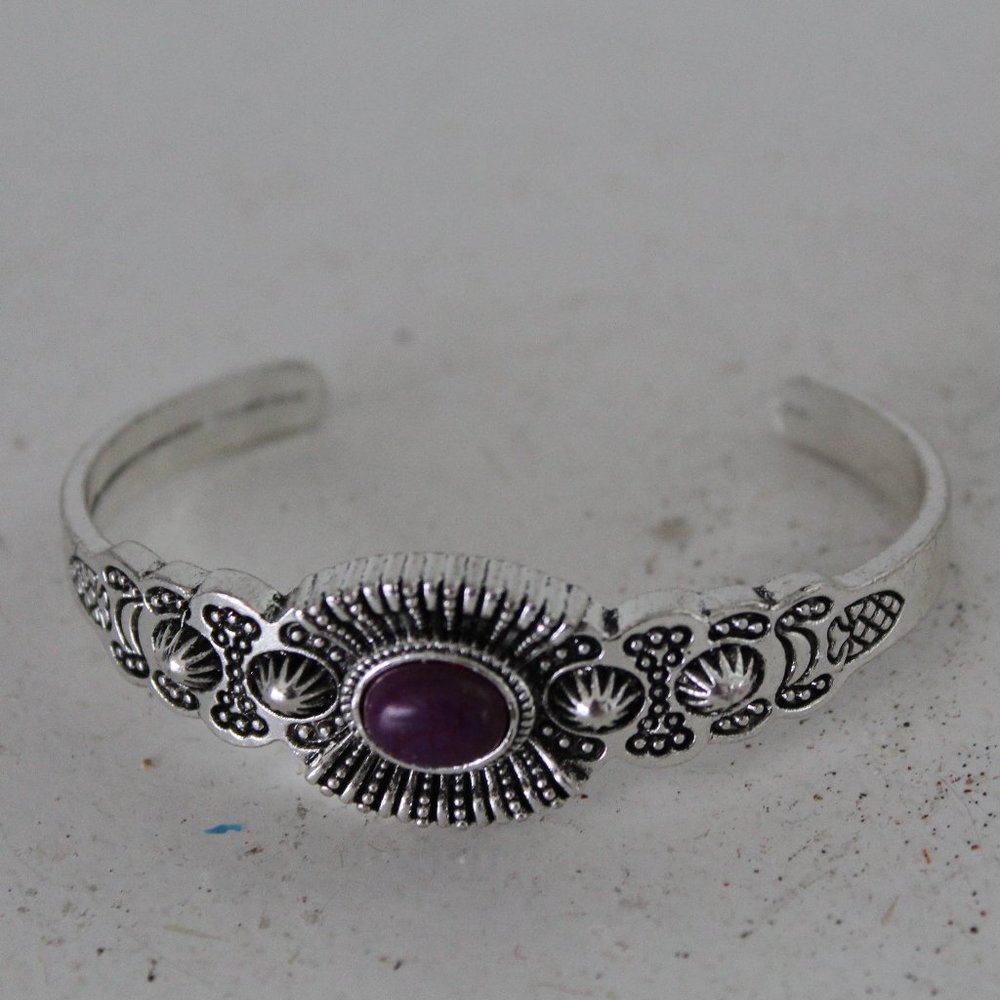 Paparazzi Cuff Bracelet Purple Center Stone